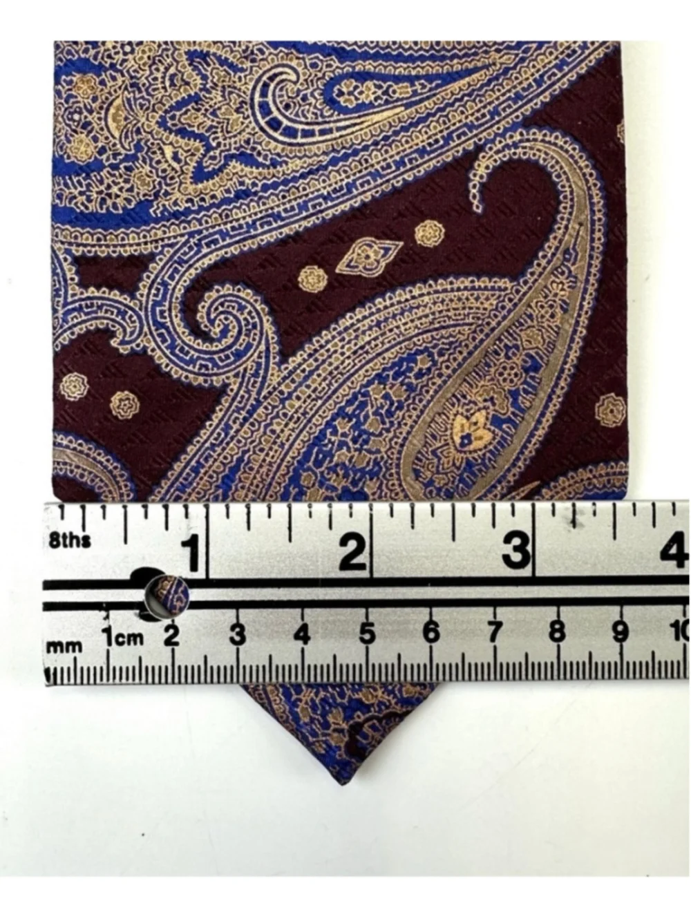 Brioni silk paisley tie wine blue bronze tipped tie Made in Italy